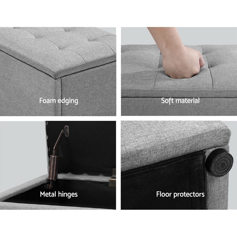 Relans Storage Large Ottoman  - Light Grey