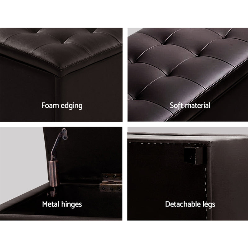 Storage Ottoman - PU Brown