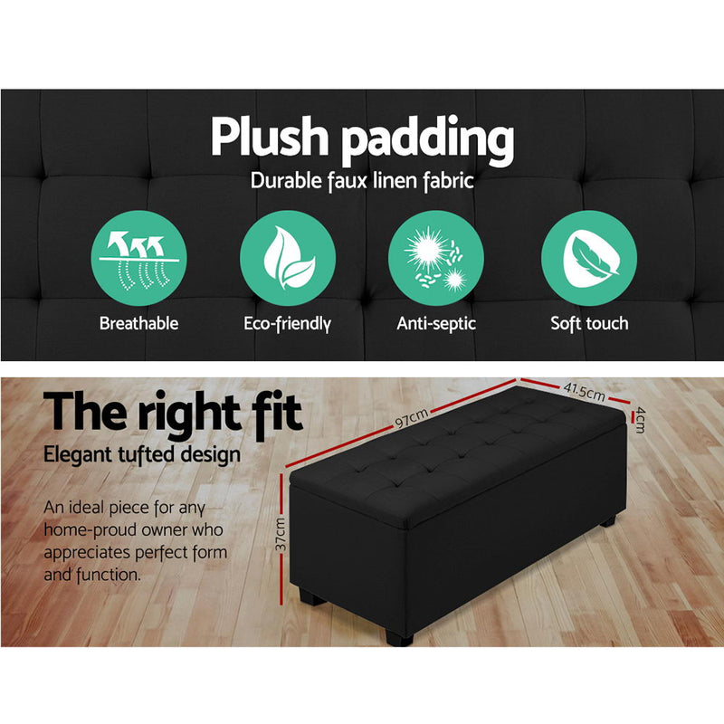 Hurley Storage Ottoman - Black