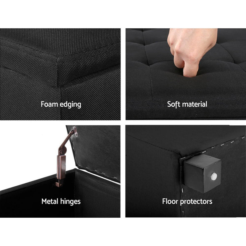 Hurley Storage Ottoman - Black