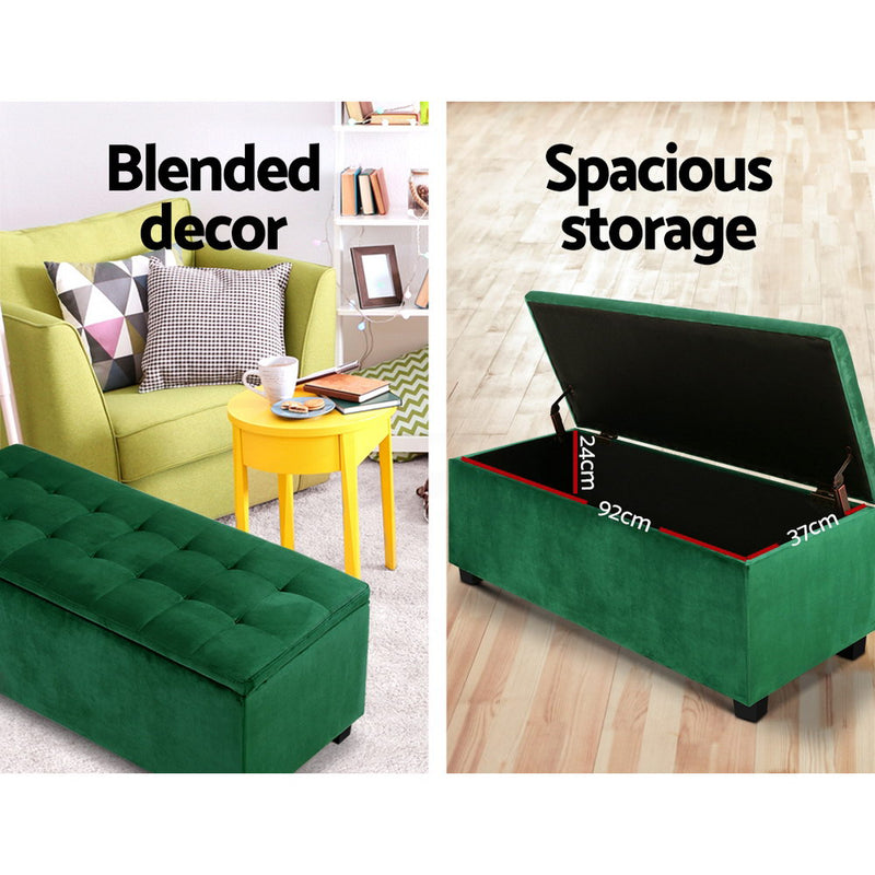 Storage Ottoman - Velvet Green