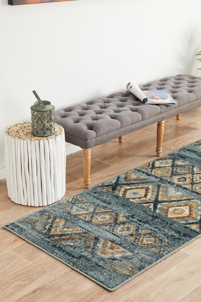 Cambridge Mayfair Contrast Blue Runner Rug.