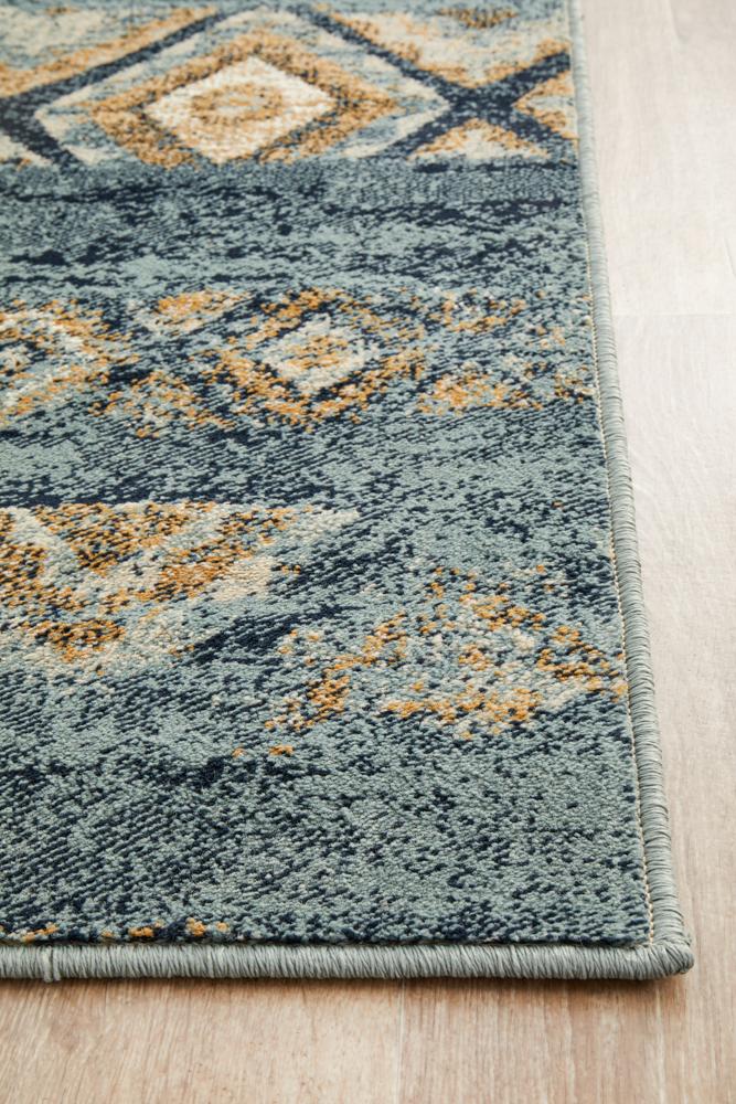 Cambridge Mayfair Contrast Blue Runner Rug.