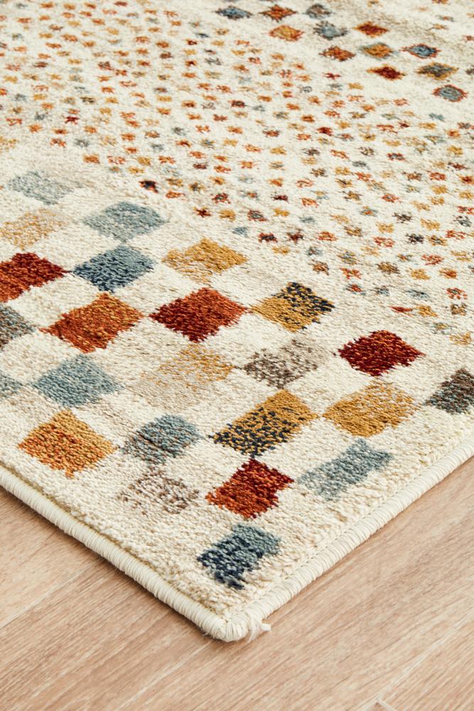 Cambridge Mayfair Squares Bone Runner Rug.