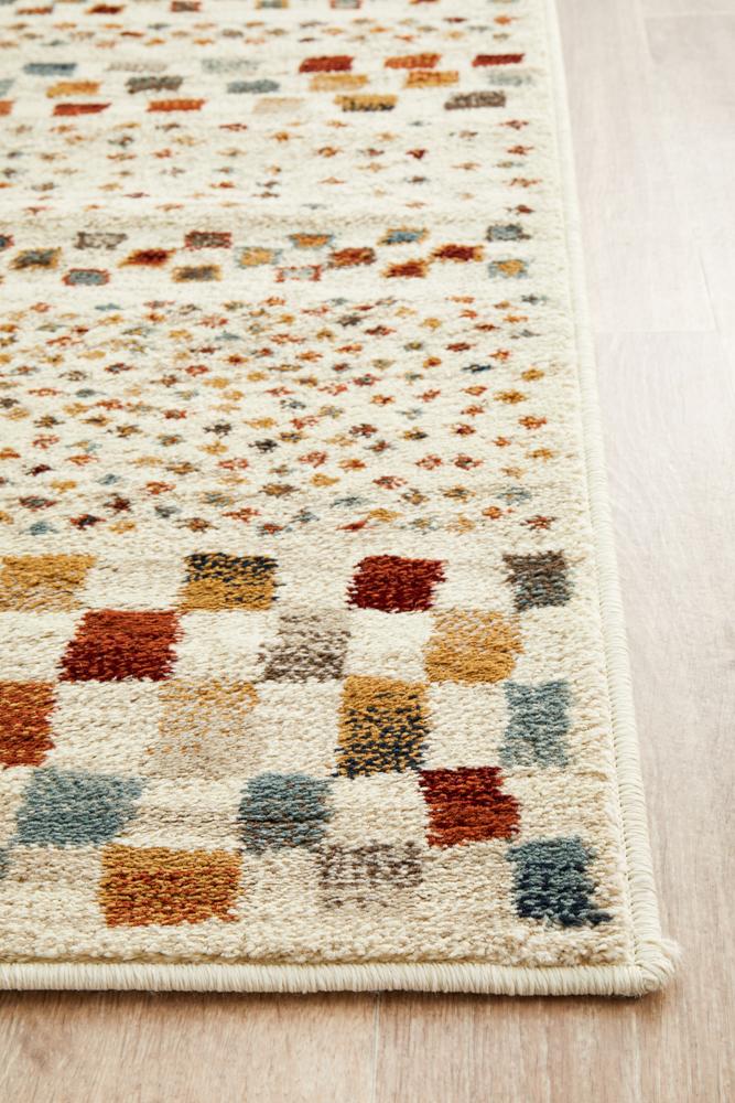 Cambridge Mayfair Squares Bone Runner Rug.