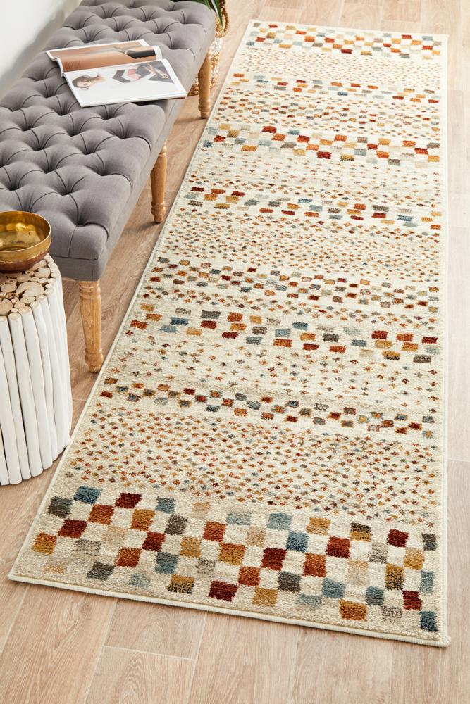 Cambridge Mayfair Squares Bone Runner Rug.