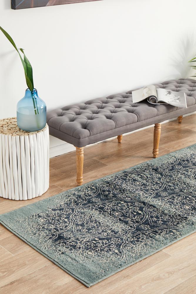 Cambridge Mayfair Edge Denim Runner Rug.