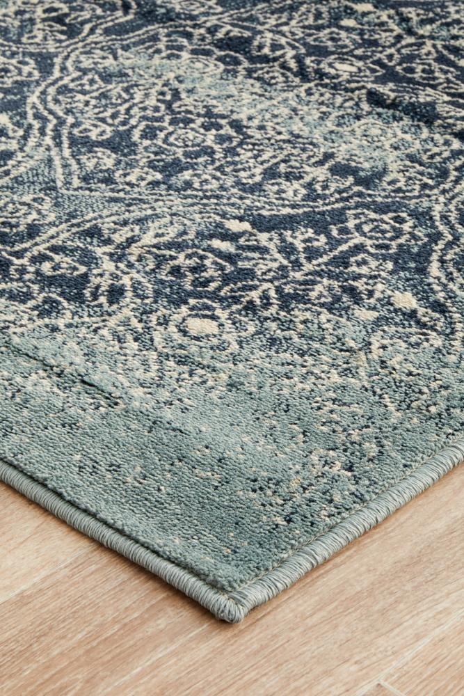 Cambridge Mayfair Edge Denim Runner Rug.