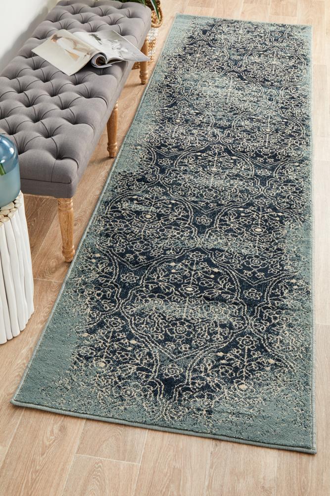 Cambridge Mayfair Edge Denim Runner Rug.