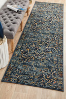 Cambridge Mayfair Stem Navy Runner Rug.