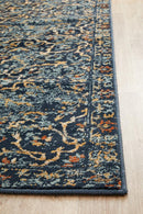 Cambridge Mayfair Stem Navy Runner Rug.