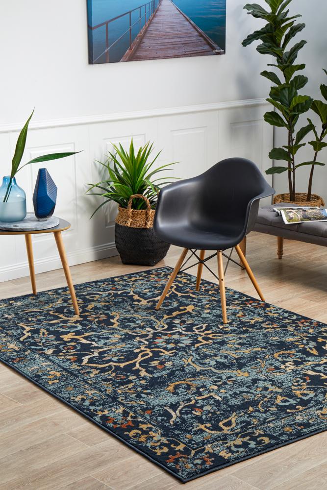 Cambridge Mayfair Stem Navy Rug.