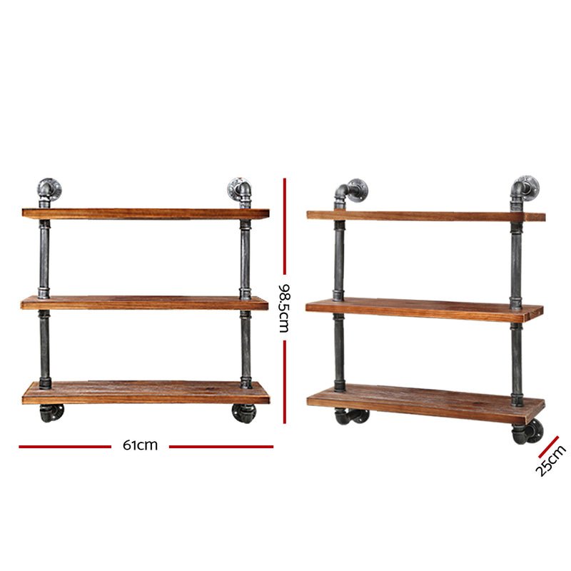 Display Shelves Wall Brackets Bookshelf Industrial DIY Pipe Shelf Rustic.
