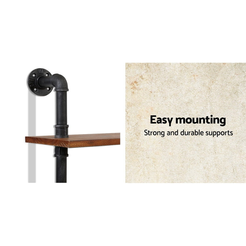 Display Shelves Wall Brackets Bookshelf Industrial DIY Pipe Shelf Rustic.