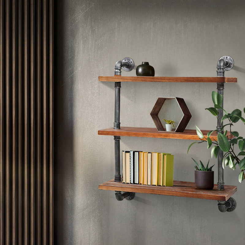 Display Shelves Wall Brackets Bookshelf Industrial DIY Pipe Shelf Rustic.