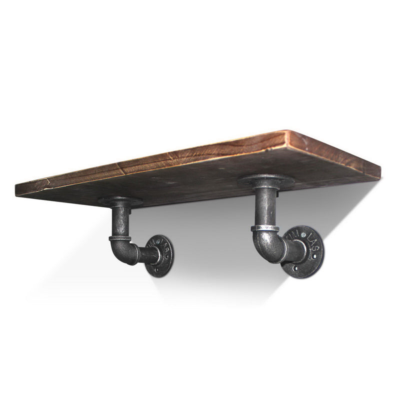 Wall Shelves Industrial Display Bookshelf DIY Pipe Shelf Rustic Brackets.