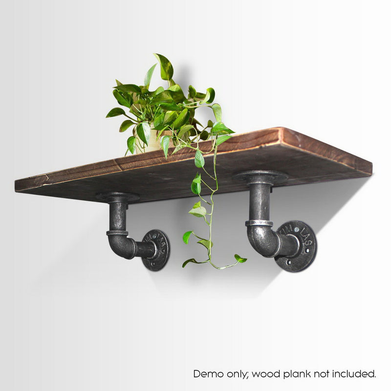Wall Shelves Industrial Display Bookshelf DIY Pipe Shelf Rustic Brackets.