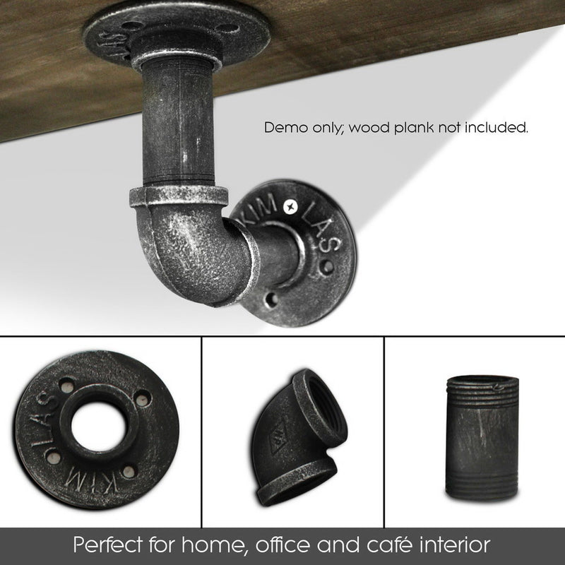 Wall Shelves Industrial Display Bookshelf DIY Pipe Shelf Rustic Brackets.