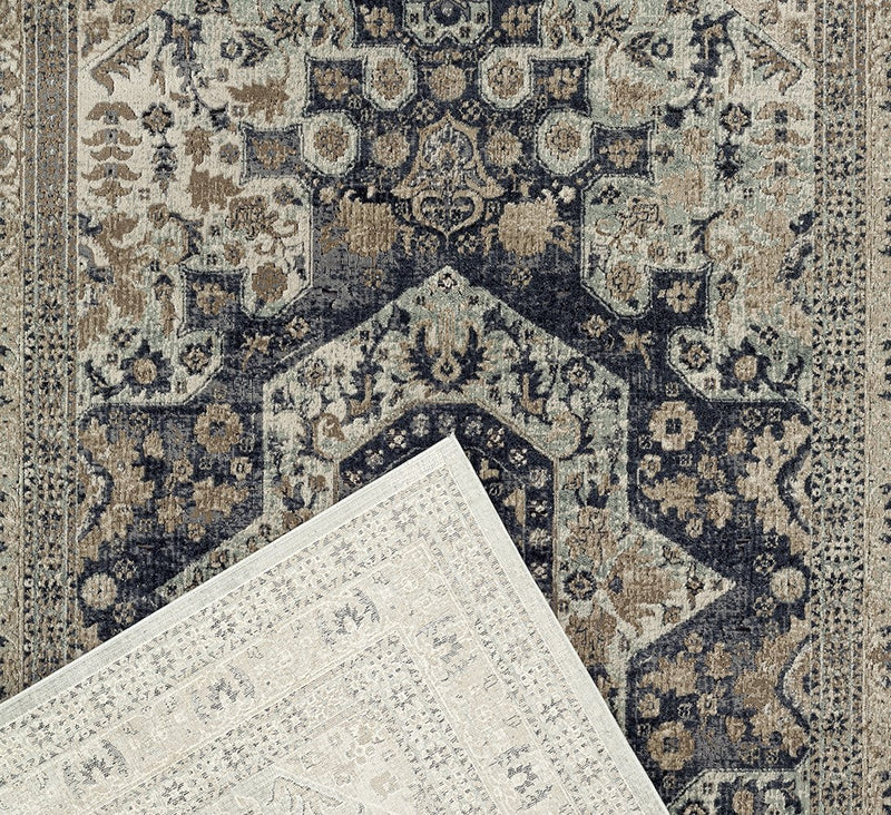 Rhode Esquire Brushed Traditional Blue Rug.