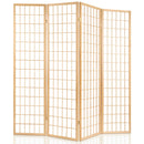6 Panel Room Divider Privacy Screen Foldable Pine Wood Stand Natural