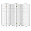 6 Panel Room Divider Privacy Screen Foldable Pine Wood Stand White