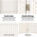 4 Panels Room Divider Screen Privacy Rattan Timber Fold Woven Stand White