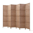 6 Panel Room Divider Screen Privacy Rattan Timber Foldable Dividers Stand Hand Woven
