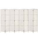 8 Panels Room Divider Screen Privacy Rattan Timber Fold Woven Stand White