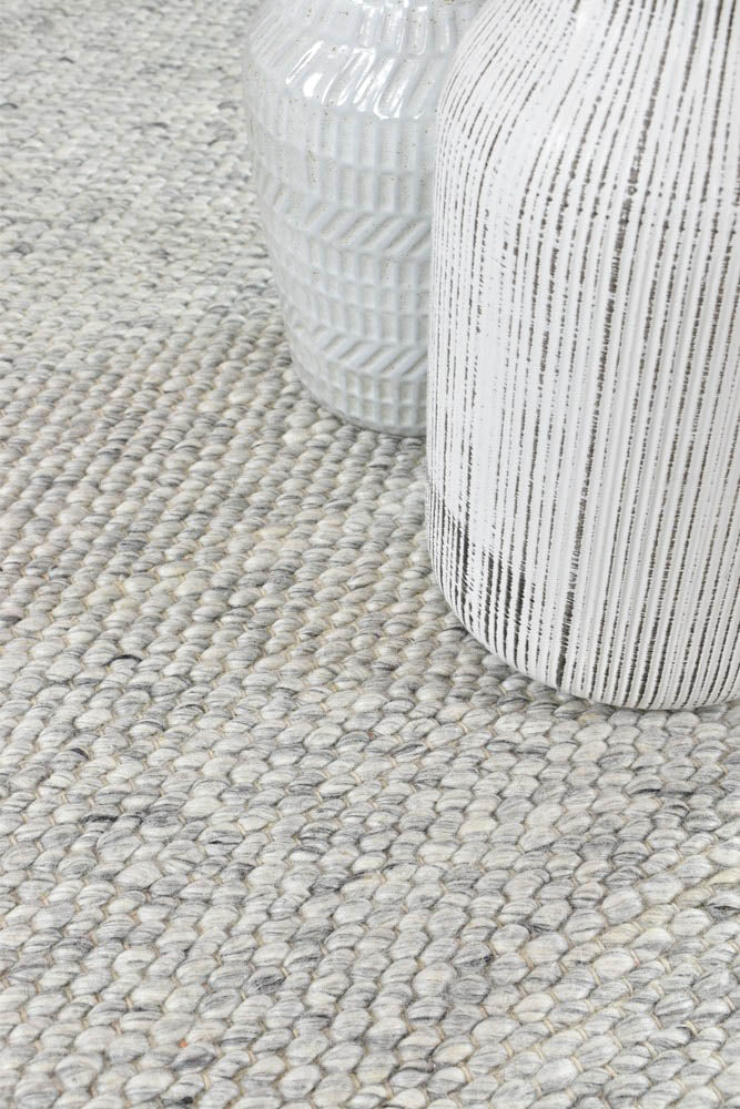 Sibley Ivory Silver Wool Rug.