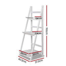 Display Shelf 3 Tier Wooden Ladder Stand Storage Book Shelves Rack White.