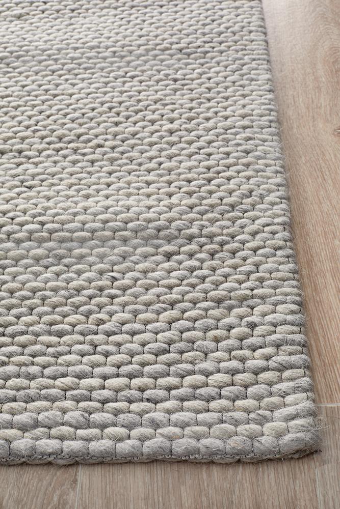 Studio Oskar Felted Wool Striped Rug Grey.