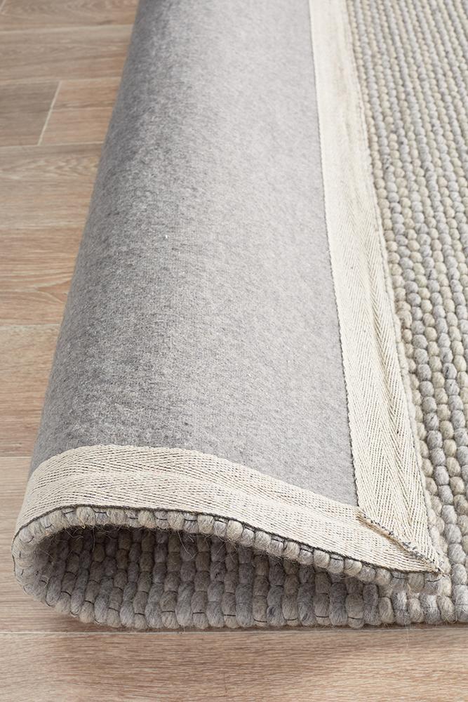 Studio Oskar Felted Wool Striped Rug Grey.