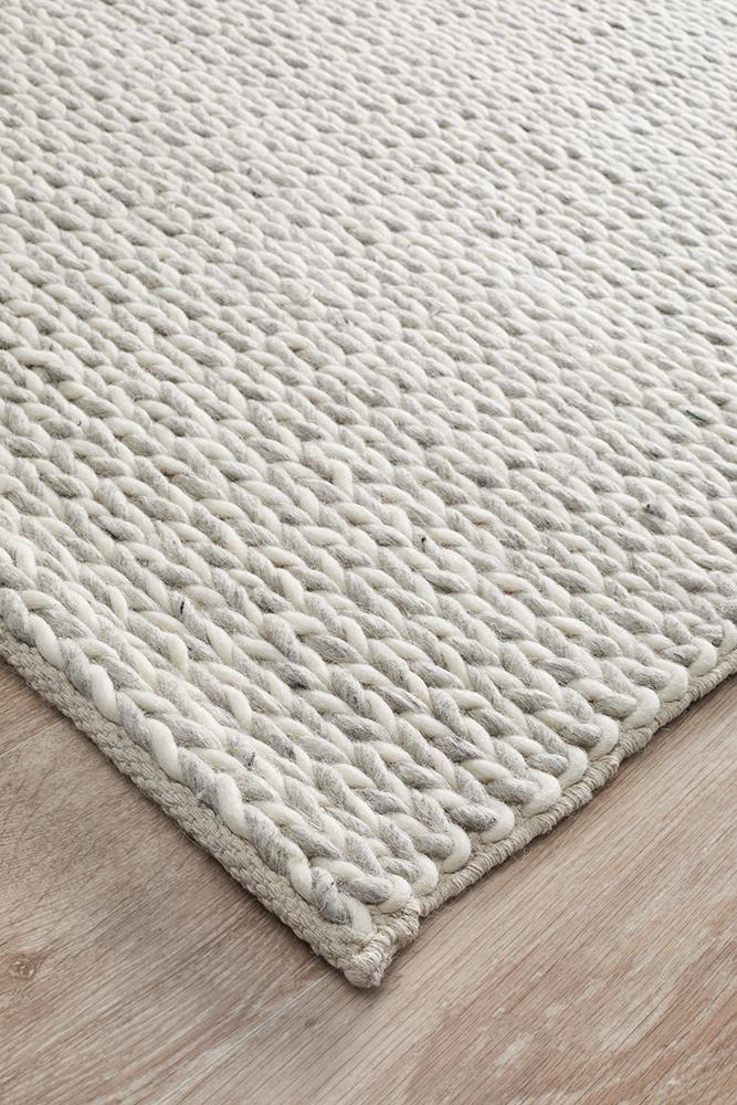 Studio Helena Woven Wool Rug Grey White.