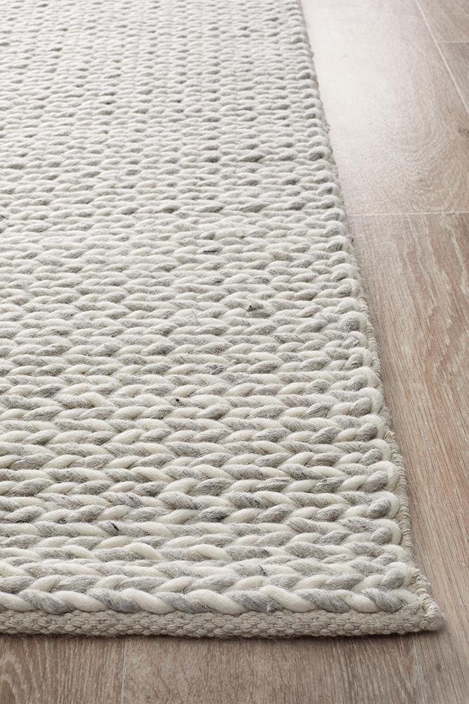 Studio Helena Woven Wool Rug Grey White.