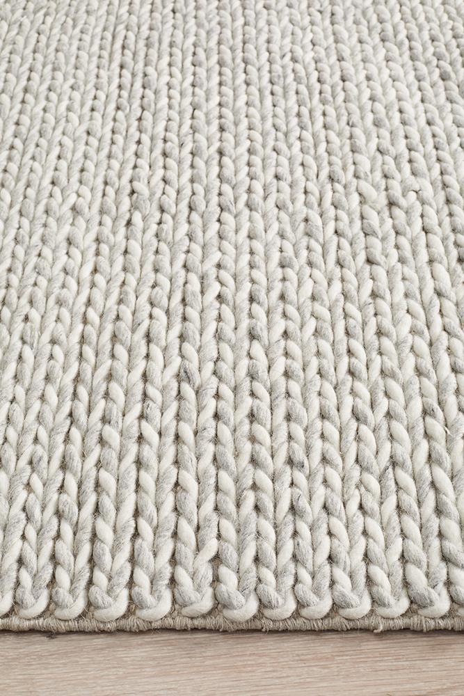 Studio Helena Woven Wool Rug Grey White.