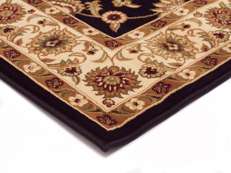 Tuggerah Classic Runner Black with Ivory Border Runner Rug.