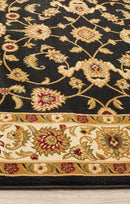 Tuggerah Collection Classic Rug Black with Ivory Border.