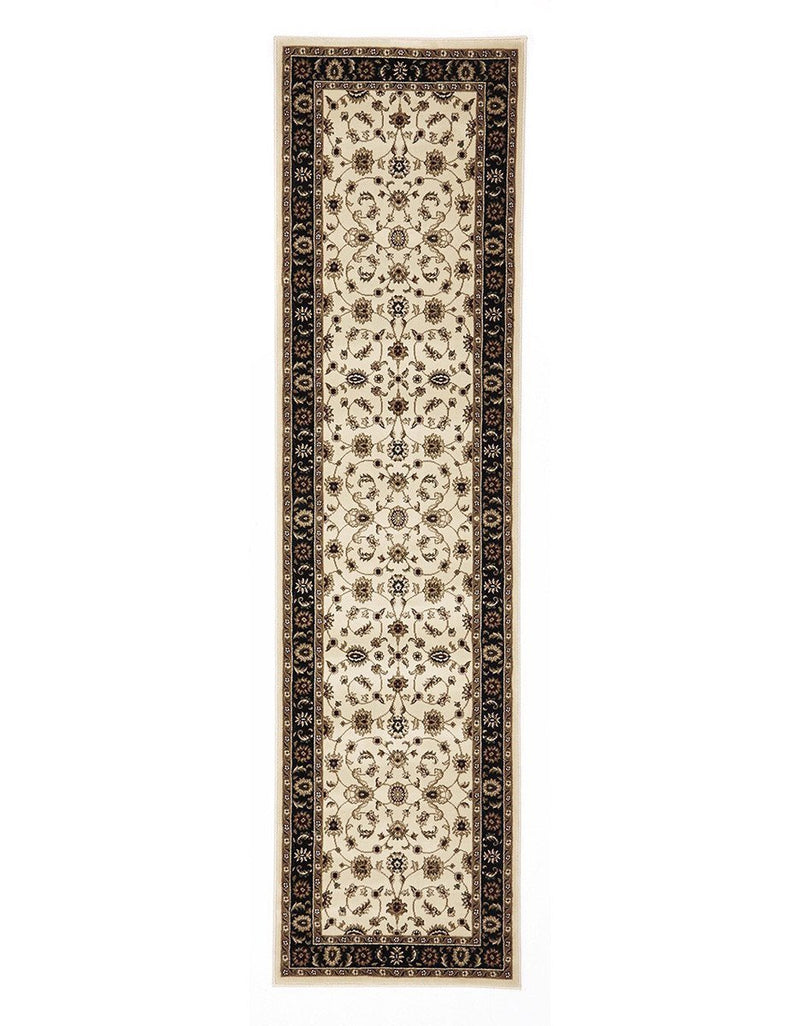 Tuggerah Classic Runner Ivory with Black Border Runner Rug.