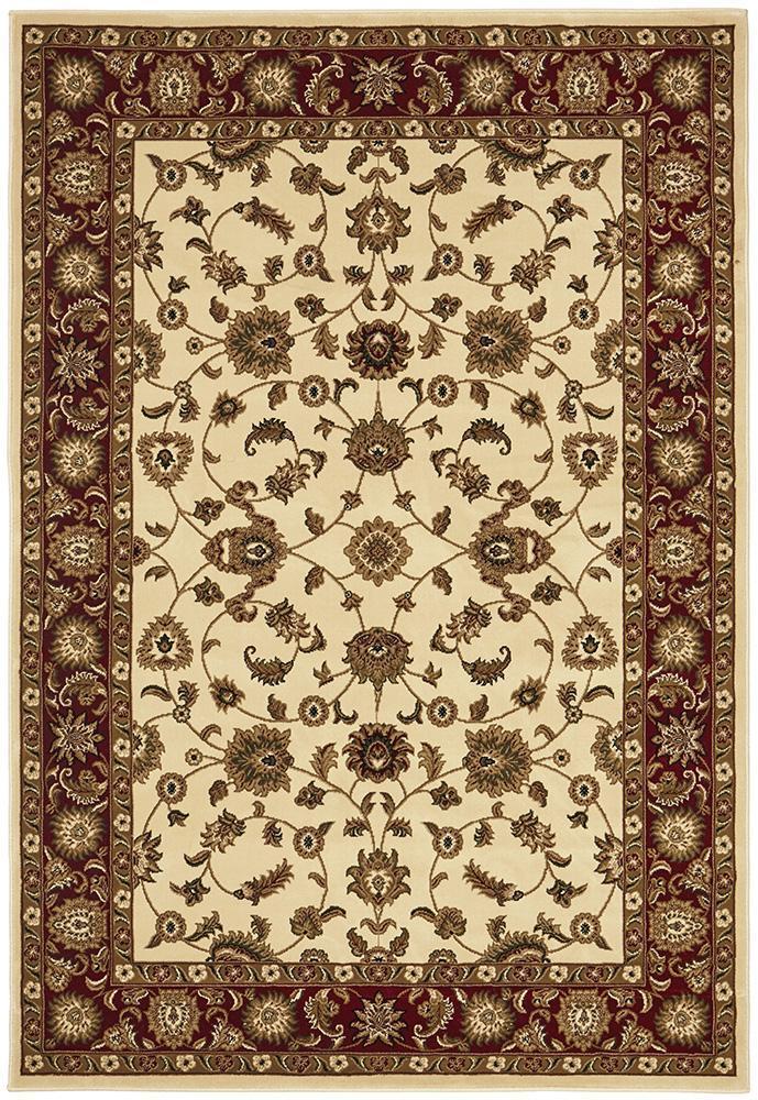 Tuggerah Collection Classic Rug Ivory with Red Border.