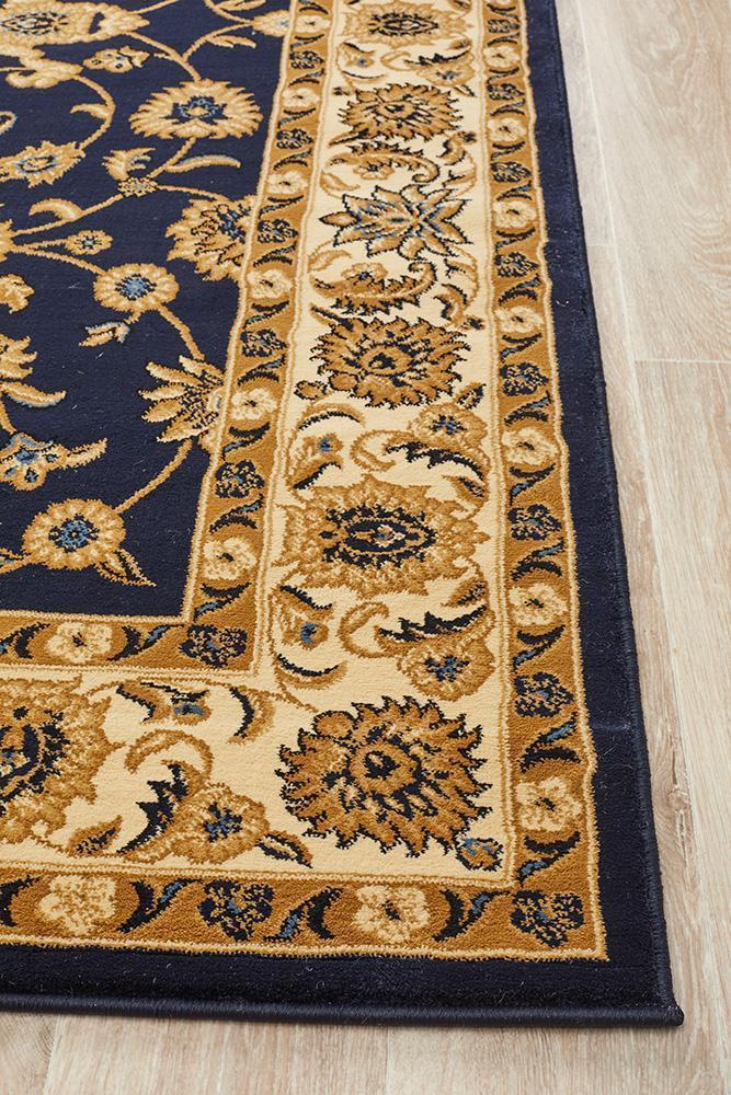 Tuggerah Collection Classic Rug Blue with Ivory Border.