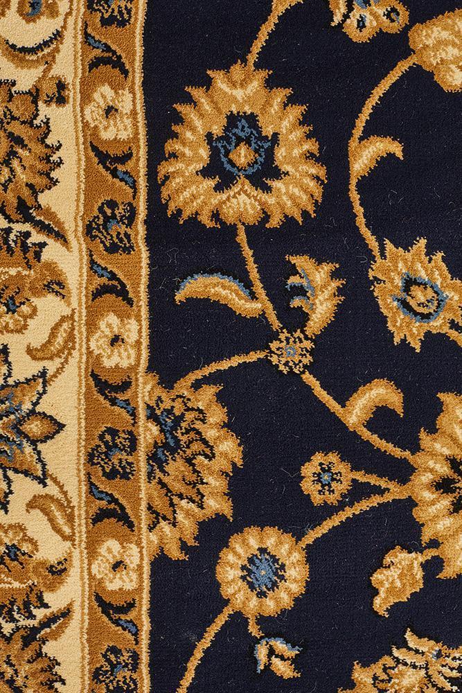 Tuggerah Collection Classic Rug Blue with Ivory Border.