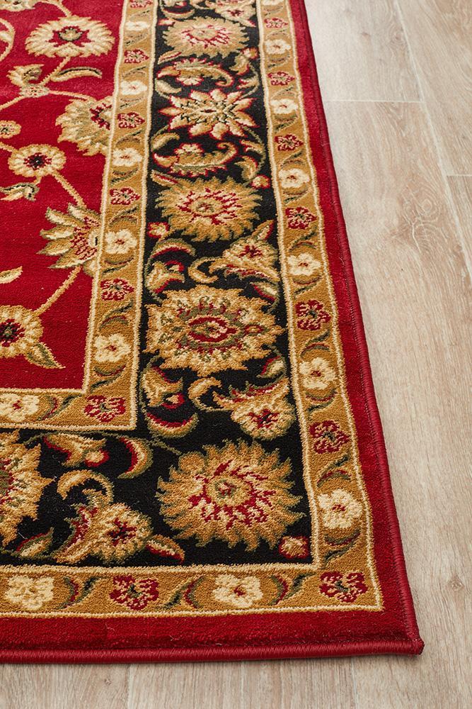 Tuggerah Collection Classic Rug Red with Black Border.