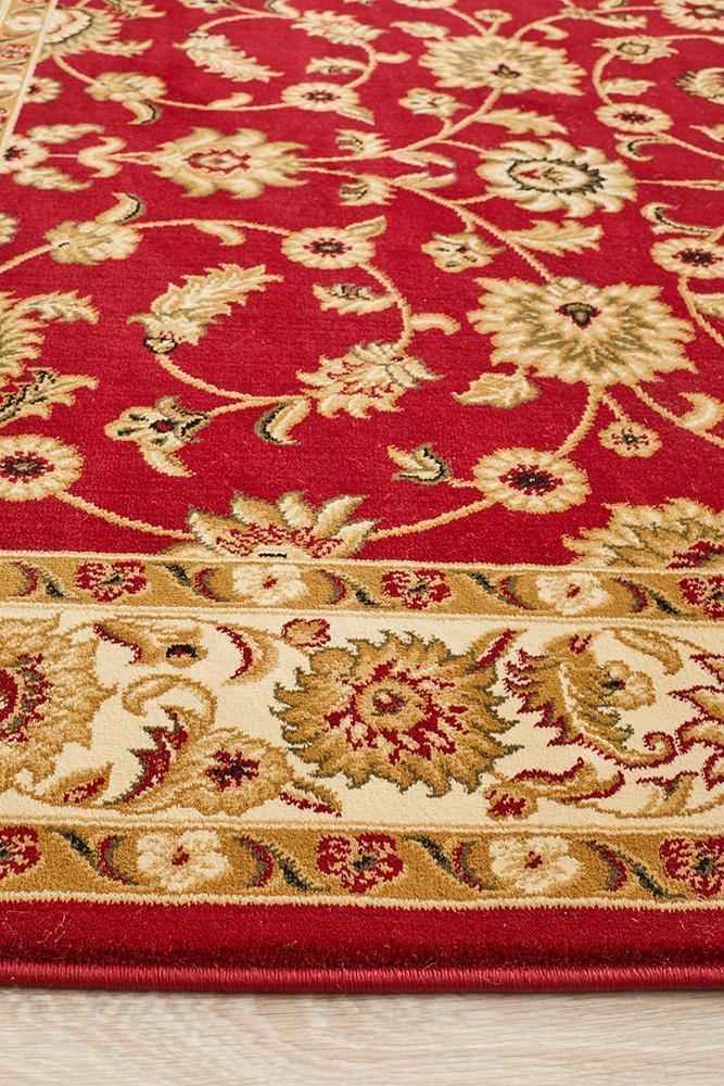 Tuggerah Collection Classic Rug Red with Ivory Border.