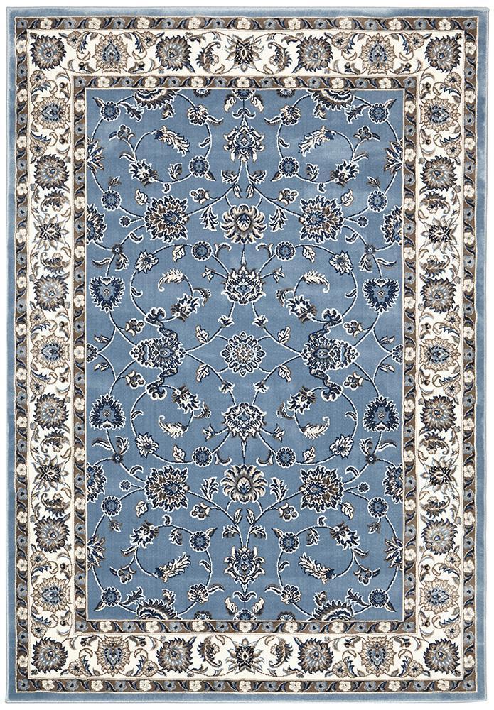 Tuggerah Collection Classic Rug Sky Blue with Blue Border.