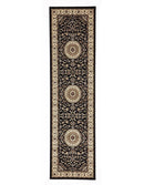 Tuggerah Collection Medallion Rug Black with Ivory Border.