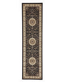 Tuggerah Medallion Runner Black with Ivory Border Runner Rug.