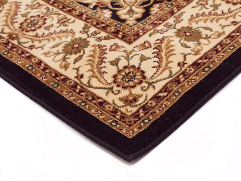 Tuggerah Medallion Runner Black with Ivory Border Runner Rug.