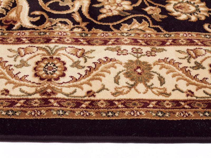 Tuggerah Medallion Runner Black with Ivory Border Runner Rug.