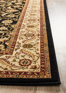 Tuggerah Collection Medallion Rug Black with Ivory Border.