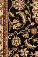 Tuggerah Collection Medallion Rug Black with Ivory Border.